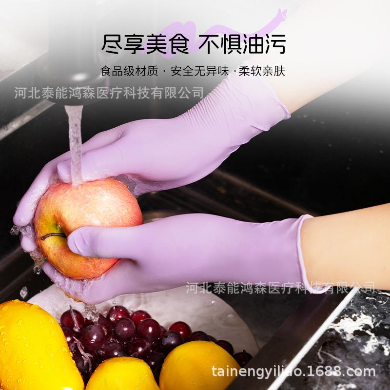 Titanfine泰能食品级一次性丁腈手套乌梅紫常规款防油防水耐磨